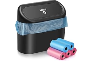 JOYSKY Wielofunkcyjny kosz samochodowy z pokrywą, mały wodoodporny kosz do samochodu, mini kosz ze 100 workami na śmieci, do samochodu, biura, domu, kuchni (16×14×7 cm)