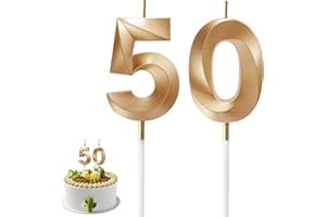 AIYONG 50 Compleanno Candele Torta, Candelina Compleanno Numero 50 per Torta di Compleanno, Numero Candele Buon Compleanno Torta Topper Decorazione per Feste di Compleanno Matrimonio Anniversario
