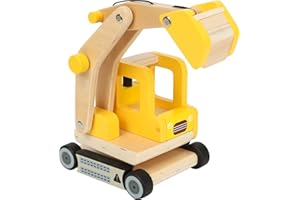 Small Foot 12010 - Excavadora de Madera con certificación FSC 100%, Brazo articulado, rotación de 360 Grados, Juguete de construcción en casa, Multicolor