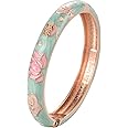 UJOY Enamel Bangle Bracelets Lotus Design for Lady