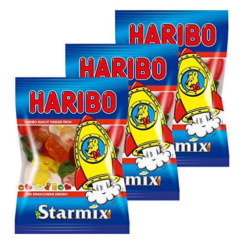 Haribo Starmix Mini, 3er Set, Gummibärchen, Weingummi, Fruchtgummi mit Schaumzucker, Im Beutel, Tüte, 200 g