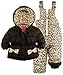 Pink Platinum Baby Girls Leopard Printed Two Piece Snowsuit Ski Bib Pant Set, Black, 18 Months