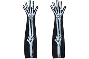 BESTOYARD Guantes largos de esqueleto para disfraz de Halloween, unisex, perfecto para fiestas temáticas, hecho de material duradero, ideal para adultos y niños, ideal para disfraces