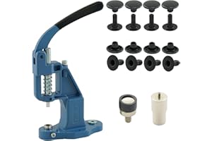 GETMORE PARTS Jeu de presse à riveter comprenant une presse à oeillets/rivets, un outil de rivetage et 100 rivets creux, calotte simple, acier (noir, 12 mm)