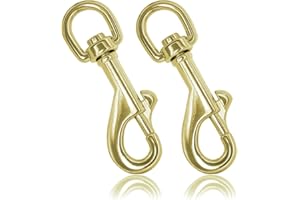 Ganzoo - Set di 2 moschettoni girevoli per collare del cane, moschettone in acciaio 65 mm, uso con guinzaglio Paracord 550, moschettone con testa girevole, colore oro