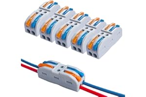 QitinDasen 15Pcs Premium SPL-2 Lever-Nut Wire Connectors, 2 Way 4 Port Conductor Compact Wire Connectors, Quick Splicing Connector Cable Clamp Terminal Block Spring Connector (Multicolor Lever)