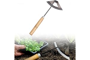 Michear Garden Hoe Weeding Puller Hand Tool,Stainless Steel Hand Hoe with Wood Handle Multipurpose Transplanting,Loose Soil Tool,Pulling Tool,Planting Vegetables Farm Tool (Hollow hoe)