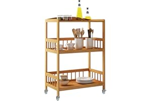 sogesfurniture KS-ZC05-BH wózek kuchenny, wózek do serwowania z 3 półkami i kółkami, przenośny, do kuchni, korytarza, łazienki, na balkon,