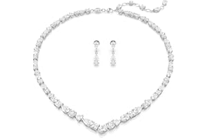 Swarovski Mesmera Set, Rhodinierte Halskette und Ohrringe mit Strahlenden Swarovski Kristallen