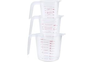 CHEF REMI Quality Measuring Jugs Set of 3 | Cooking and Baking Measuring Cups UK & US Measurements -1 Litre, 500ml, 250ml (1cup, 2cup, 4cup) Measuring Cups
