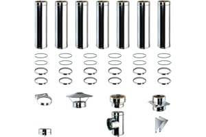 Kit Fumi Diametro 250 con Doppia Parete in Acciaio Inox DW25, Altezza 8,09m, Kit Stufa a Pellet, Canna Fumaria Coibentata Doppia Parete con Lana Di Roccia 250 | Brico Kit