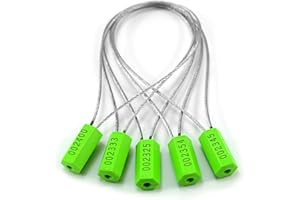 COCOLELE 100pcs Numbered Security Cable Seals Tamper Proof Steel Wire Cable Tags Pull-Tite Trailer Seals Cable Ties-Strap(Green)