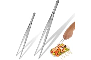 Molain Pęseta kuchenna, 2 sztuki 20 cm + 30 cm, pęseta kuchenna ze stali nierdzewnej, profesjonalna pęseta kuchenna, narzędzia kuchenne, antypoślizgowy uchwyt, pęseta do grilla, pęseta, szczypce do