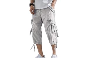 Sawmew Herren 3/4 Kurze Hosen Cargo Shorts Outdoor Sommer Shorts Freizeit Baumwolle Arbeitsshorts Arbeitshose Gummibund Lässig