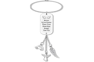 DABIHU Guardian Angel Hanging Ornaments Car Pendant for Home Vehicle Drive Safe New Driver Gifts for Son Daughter Niece Nephew Driving License Gifts Sweet 16 Gift Rearview Mirror Hanging Ornament