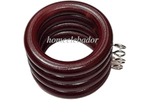 HomeElabador®Anillos de Madera para Ganchos de Cortina, 38 mm, con Ojos Recubiertos de Color (Rojo Caoba, 6)