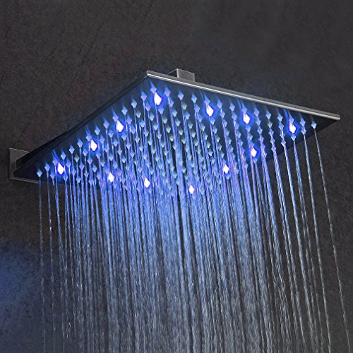 BONADE® 30*30cm LED RGB Unterputz Regendusche Duschkopf Kopfbrause mit 3 Farbwechsel Regenduschkopf - 6