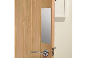 DISPLAYPRO Brushed Stainless Steel Sheet Finger Door Push Plates - Various Sizes (300x90mm)