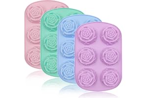 DanziX Lot de 4 moules à savon en silicone avec 6 cavités en forme de fleur pour bonbons, chocolat, gelée (4 couleurs)