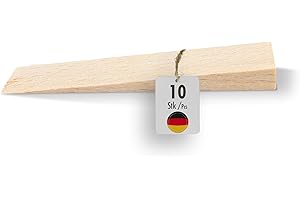 haggiy Hardwood Wedge - Wooden Wedge Set - Natural Beech Wedges - Door Stopper - Ideal for Furniture, Assembly, DIY - (LxWxH) 65 x 20 x 6 mm (10 Pcs.)