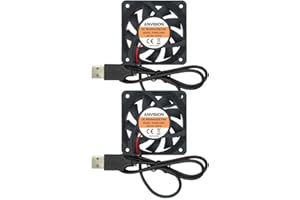 ANVISION Paquete de 2 ventiladores de refrigeración sin escobillas USB de 60 mm x 15 mm CC 5 V, rodamiento de bolas dual
