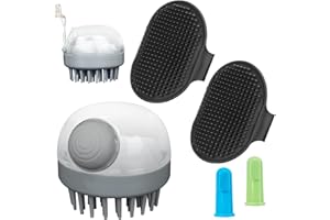 OIFIKAA for Pet Bath Brush Set,With 1* Shampoo Brush + 2* Adjustable Bath Brushes + 2* Pet Toothbrushes for Long & Short Hair Small and Large Pet Dogs& Cats Shower Scrubbing&Soothing Massage