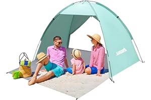 ‎SUNDOM Strandmuschel, 2-3 Personen Familie Zelt UV Schutz 50+ Strandzelt XXL Stabil Windschutz mit Vorder und Hintertür Luftzirkulation SBS Reißverschluss Kleines Packmaß für Strand, Garten