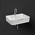NEROBI Designer Ceramic Table Top Wash Basin For Bathroom | Wall Hung Washbasin | Wall Mounted Bathroom Sink | Wash Basin For Restaurant, Hotel (16 x 12 x 5 Inch)