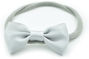 PrettyBoutique Baby Girls Satin Bow Soft Skinny Elastic Nylon Headband Hair Band Accessories