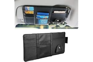 TBEST Zyyini Car Sun Visor Organizer, Auto Car Interior Leather Accessories Multi-Pocket Tidy Organizer Car Visor Storage Bag Holder Pouch for Card Pen Mobile Phone Bill Document