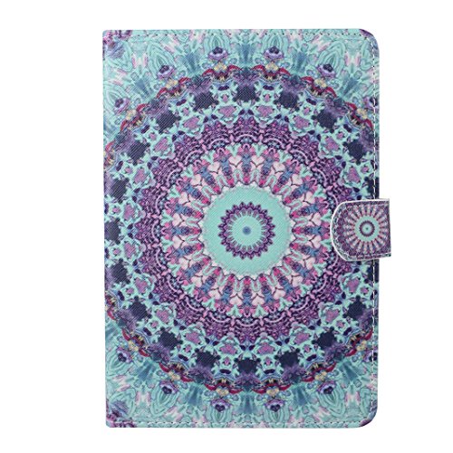 iPad Mini Schutzhülle Leder, iPad Mini2 Hülle, iPad Mini 3 Bumper Hülle, Moon mood® Ledertasche für Apple iPad Mini 1/iPad Mini 2/iPad Mini 3 7.9 Zoll, PU Leder Cover Hülle Folio Handyhülle Gemalt Muster Premium Bumper Tasche Backcover Handytasche Stand Etui im BookStyle Tasche mit Totem Mandala Entwurf Standfunktion Halter Kreditkarte Slots und Magnetverschluss Cover mit Weich TPU Innere Etui für iPad Mini 2 (nicht für iPad Mini 4) - 2