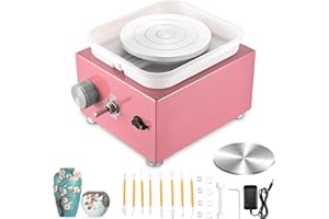 SenDeluz Mini Rueda de Cerámica, Máquina Eléctrica de Cerámica 30 W Velocidad 2000 RPM con Lavabo Extraíble de ABS y Plato Giratorio de 6,5/10 cm Máquina de Rueda de Cerámica para Niños, Adultos