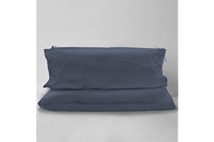 Pizuna Funda nordica 270x250 algodon Azul Oscuro,Tejido satinado de lujo 100% algodón de fibra larga de 400 hilos Funda nordica 270 cm con 2 funda almohada cilindrica (Juego funda nórdica Azul Oscuro)