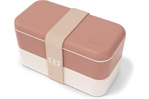 monbento - Bento box MB Original Moka - Boîte Repas à Compartiments - Lunch box Hermétique 2 étages - Idéal pour Travail/Ecole - Sans BPA - Durable et Sûr - Made In France - Rose