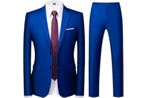 KUDORO Costume Homme 2 pièces Slim Fit Smoking Simple Poitrine à Deux Boutons, Men Suits 2 Piece pour Mariage Business Fête Confort Blazer Veste et Pantalon