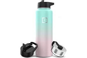 IRON °FLASK Metal Water Bottle with Straw Lid - 1.2L 3 Lids - Stainless Steel Double-Walled Insulated Vacuum Leakproof - Sports Gym Camping Hiking Hydration School Kids