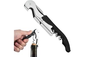 SANGCCA Sacacorchos Profesional Abridor de Vino Abrebotellas, 3 in 1 Abridor de Vino de Acero Inoxidable, Sacacorchos de Camarero con Cuchilla Cortacapsulas, Utensilios de Bar y Cocina