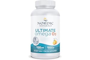 Nordic Naturals, Ultimate Omega-D3, 1280mg d'Oméga-3, avec EPA, DHA et Vitamine D3, Haute Dosé, Goût Citron, 120 Capsules molles, Testé en Laboratoire, Sans Soja, Sans Gluten, Sans OGM
