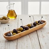 Deconox 35cm Bambu Zeytinlik &ndash; Doğal Ahşap Oval Uzun Servis Tabağı | Meze Sunumu, &Ccedil;erezlik, Atıştırmalık Tabağı | &Ccedil;evre Dostu