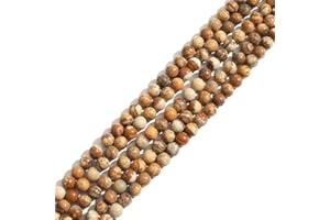 ACYUNLEI Natural Stone 4 mm Brown Picture Jasper Round Crystal Energy Stone Beads Loose Gemstone DIY Smooth Beads for Bracelet Necklace Earrings Jewellery Making