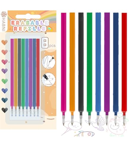 Willingood Lot De 12 Mines De Rechange, Effaçables, Bleues, Compatibles Avec Legami, Faciles à Effacer, Pointe Du Stylo 0,7 Mm, Hauteur 13 Cm