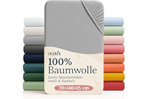 ‎LALENI Laleni Bettwäsche für Babywiege – Bettwäsche für Kinderwagen, Neugeborene – Matratzenschoner für Wiege mit elastischen Ecken – Matratzenschoner für Kinderbett 100 % Baumwolle 135 g/m² – Grau – 60 x