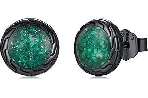Twoowl Black Stud Earrings 925 Sterling Silver Black Onyx/Turquoise/Abalone Earrings Black Onyx Jewellery Gifts Women Men