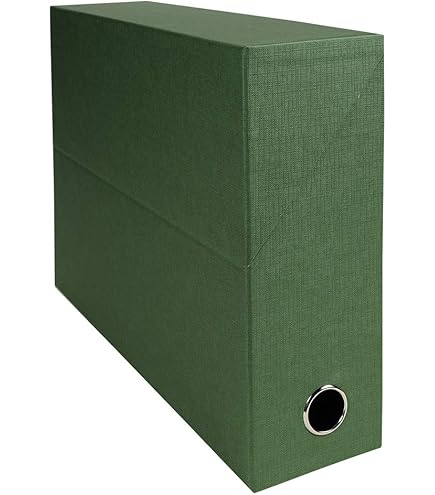 Caja De Transferencia Elba De Cartón Forrado Tela - Lomo 10 Cm, Color Verde, Formato Folio