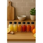 6 Adet 100 ml Kilitli Siyah Kapaklı Şeffaf Detox Shot Şişesi 100 Cc Ginger Şat Beyaz Cam Şişe