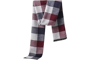 Irypulse Homme Écharpe Cashemire Laine à Carreaux, Étole Foulard Chaud Léger Automne Hiver - Plaid Rouge