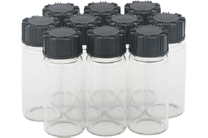 Rowiz 10 Stück 10 ml transparente Flüssigprobe, Medizinglasflasche mit schwarzem Schraubverschluss