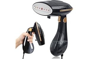 ZStarlite Steamer Défroisseur à vapeur 1500 W, chauffage rapide, vapeur 25 g/min, pliable, fer à repasser à vapeur, pour bureau, maison, avec gant de repassage – Noir