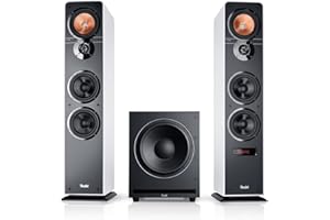 Teufel Ultima 40 Active Club Edition - Potente sistema di altoparlanti 2.1 con potente subwoofer, Bluetooth, Dolby Audio, HDMI ARC CEC, altoparlanti da pavimento a 3 vie - bianco