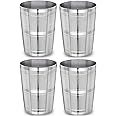 neelam Stainless Steel 7, 22 Gauge Diamond Glass, 400 ml, Set of 4, Elegant and Durable Drinking Glass for Water, Juices, and Beverages, Ideal for Daily Use, Parties, Easy to Clean, Sliver